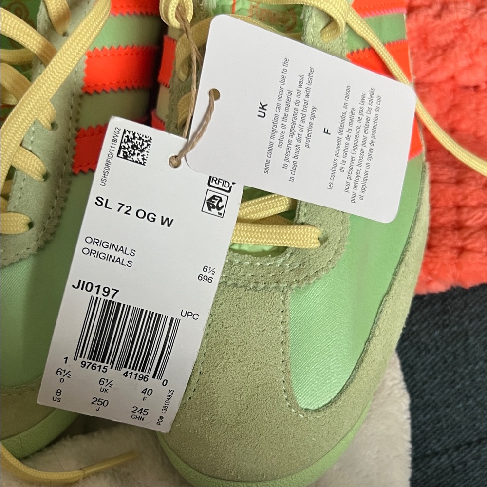 Adidas ARCHIVAL RUNNING SHOES SATIN SL 72 OG Shoes Semi Green Spark Solar Orange - Picture 9 of 13